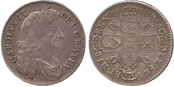 1/2 Crown Kingdom of England (927-1649,1660-1707) Silver Charles II (1630-1685)