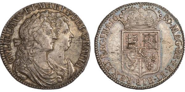 1/2 Crown Kingdom of England (927-1649,1660-1707) Silver William III (1650-1702)