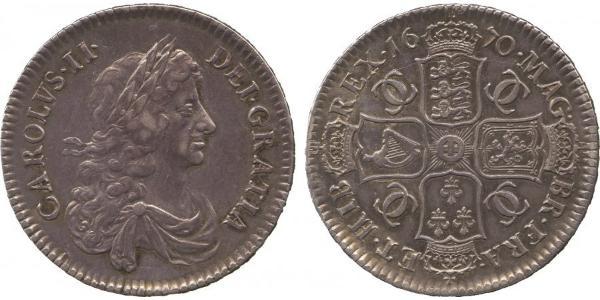 1/2 Crown Kingdom of England (927-1649,1660-1707) Silver Charles II (1630-1685)