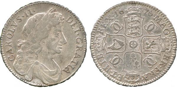 1/2 Crown Kingdom of England (927-1649,1660-1707) Silver Charles II (1630-1685)