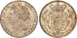 1/2 Crown 大不列颠及爱尔兰联合王国 (1801 - 1922) 銀 喬治四世 (1762-1830)