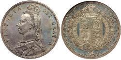 1/2 Crown 大不列颠及爱尔兰联合王国 (1801 - 1922) 銀 维多利亚 (英国君主)