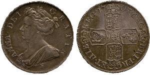 1/2 Crown 大不列顛王國 (1707 - 1800) 銀 安妮 (英国女王) (1665-1714)