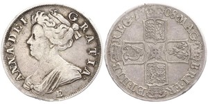 1/2 Crown 大不列顛王國 (1707 - 1800) 銀 安妮 (英国女王) (1665-1714)