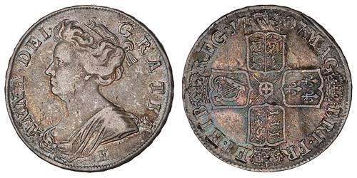 1/2 Crown 大不列顛王國 (1707 - 1800) 銀 安妮 (英国女王) (1665-1714)