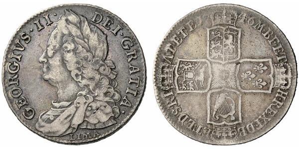 1/2 Crown 大不列顛王國 (1707 - 1800) 銀 乔治二世 (大不列颠) (1683 - 1760)