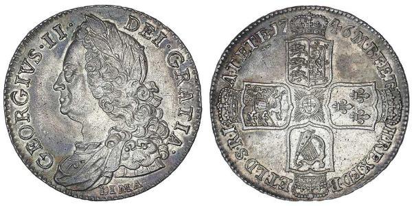 1/2 Crown 大不列顛王國 (1707 - 1800) 銀 乔治二世 (大不列颠) (1683 - 1760)