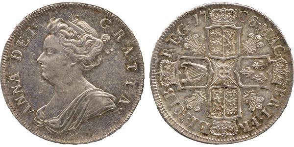 1/2 Crown 大不列顛王國 (1707 - 1800) 銀 安妮 (英国女王) (1665-1714)