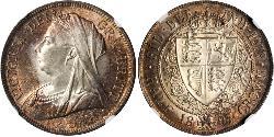 1/2 Crown 大不列颠及爱尔兰联合王国 (1801 - 1922) 銀 维多利亚 (英国君主)