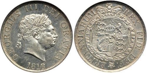 1/2 Crown 大不列颠及爱尔兰联合王国 (1801 - 1922) 銀 喬治三世 (1738-1820)