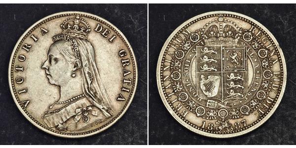 1/2 Crown 大不列颠及爱尔兰联合王国 (1801 - 1922) 銀 维多利亚 (英国君主)