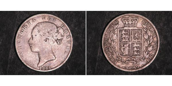 1/2 Crown 大不列颠及爱尔兰联合王国 (1801 - 1922) 銀 维多利亚 (英国君主)