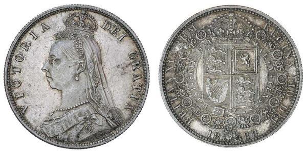 1/2 Crown 大不列颠及爱尔兰联合王国 (1801 - 1922) 銀 维多利亚 (英国君主)