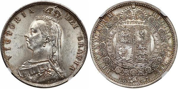 1/2 Crown 大不列颠及爱尔兰联合王国 (1801 - 1922) 銀 维多利亚 (英国君主)