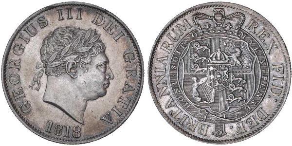 1/2 Crown 大不列颠及爱尔兰联合王国 (1801 - 1922) 銀 喬治三世 (1738-1820)
