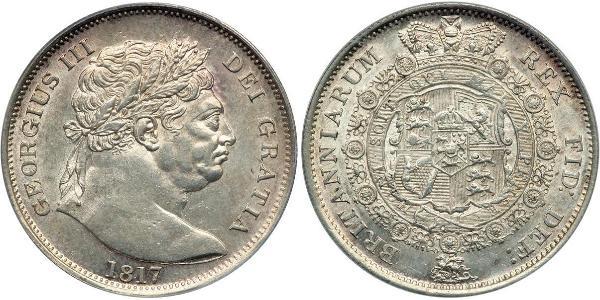 1/2 Crown 大不列颠及爱尔兰联合王国 (1801 - 1922) 銀 喬治三世 (1738-1820)