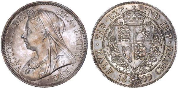 1/2 Crown 大不列颠及爱尔兰联合王国 (1801 - 1922) 銀 维多利亚 (英国君主)