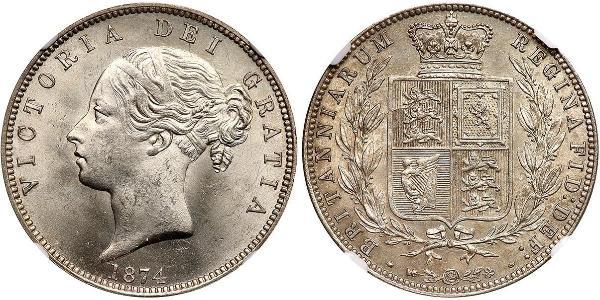 1/2 Crown 大不列颠及爱尔兰联合王国 (1801 - 1922) 銀 维多利亚 (英国君主)