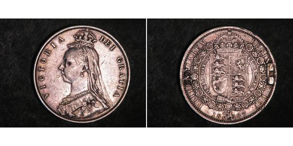 1/2 Crown 大不列颠及爱尔兰联合王国 (1801 - 1922) 銀 维多利亚 (英国君主)