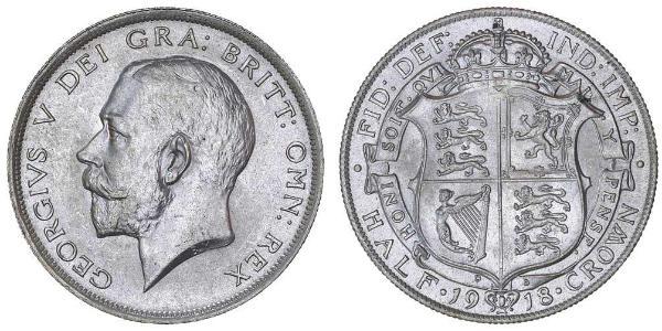 1/2 Crown 大不列颠及爱尔兰联合王国 (1801 - 1922) 銀 乔治五世  (1865-1936)