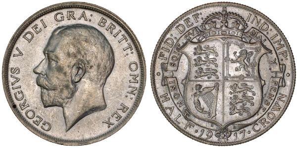 1/2 Crown 大不列颠及爱尔兰联合王国 (1801 - 1922) 銀 乔治五世  (1865-1936)