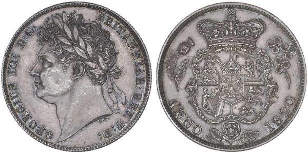1/2 Crown 大不列颠及爱尔兰联合王国 (1801 - 1922) 銀 喬治四世 (1762-1830)