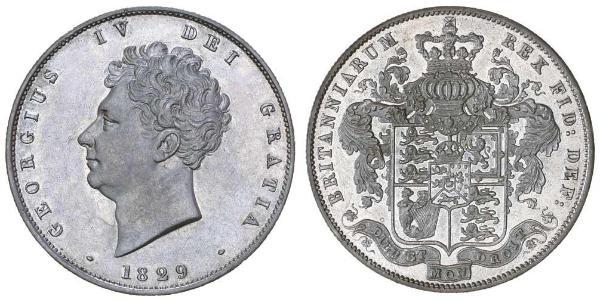 1/2 Crown 大不列颠及爱尔兰联合王国 (1801 - 1922) 銀 喬治四世 (1762-1830)