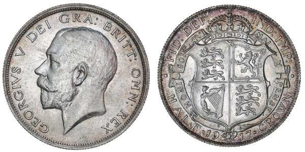 1/2 Crown 大不列颠及爱尔兰联合王国 (1801 - 1922) 銀 乔治五世  (1865-1936)
