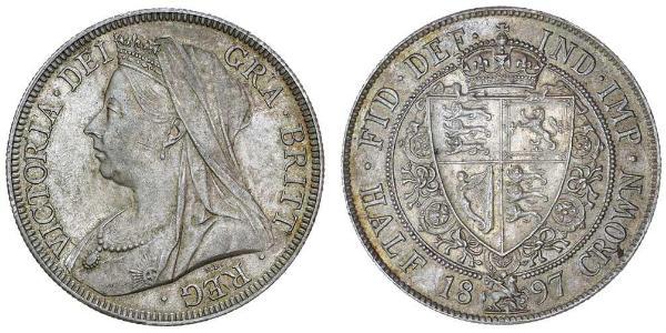 1/2 Crown 大不列颠及爱尔兰联合王国 (1801 - 1922) 銀 维多利亚 (英国君主)