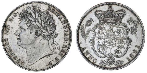 1/2 Crown 大不列颠及爱尔兰联合王国 (1801 - 1922) 銀 喬治四世 (1762-1830)