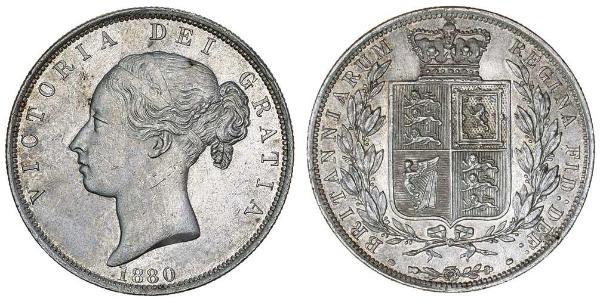 1/2 Crown 大不列颠及爱尔兰联合王国 (1801 - 1922) 銀 维多利亚 (英国君主)