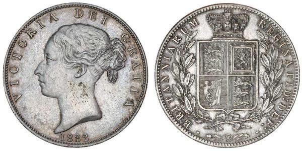 1/2 Crown 大不列颠及爱尔兰联合王国 (1801 - 1922) 銀 维多利亚 (英国君主)
