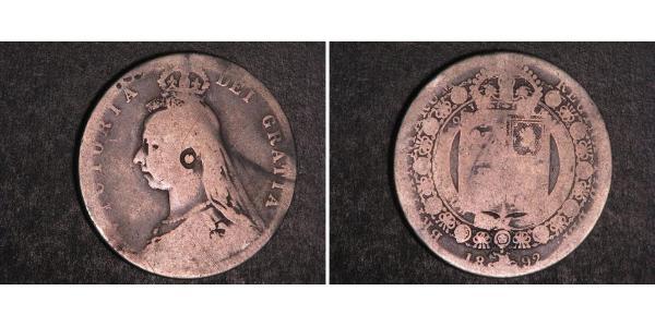 1/2 Crown 大不列颠及爱尔兰联合王国 (1801 - 1922) 銀 维多利亚 (英国君主)