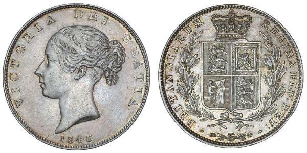 1/2 Crown 大不列颠及爱尔兰联合王国 (1801 - 1922) 銀 维多利亚 (英国君主)