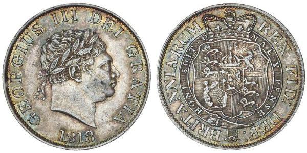 1/2 Crown 大不列颠及爱尔兰联合王国 (1801 - 1922) 銀 喬治三世 (1738-1820)