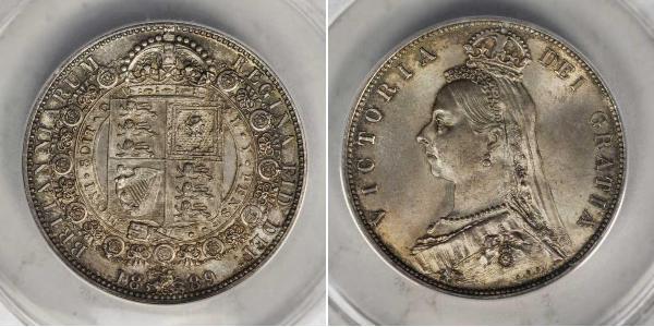 1/2 Crown 大不列颠及爱尔兰联合王国 (1801 - 1922) 銀 维多利亚 (英国君主)