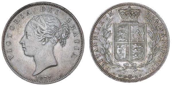 1/2 Crown 大不列颠及爱尔兰联合王国 (1801 - 1922) 銀 维多利亚 (英国君主)
