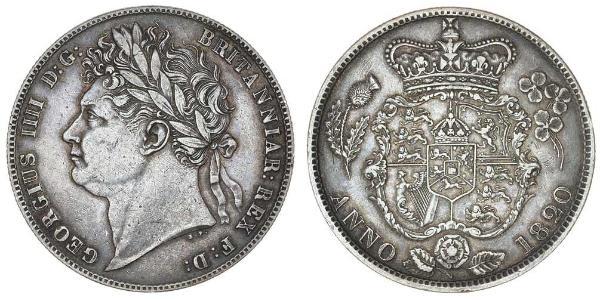 1/2 Crown 大不列颠及爱尔兰联合王国 (1801 - 1922) 銀 喬治四世 (1762-1830)