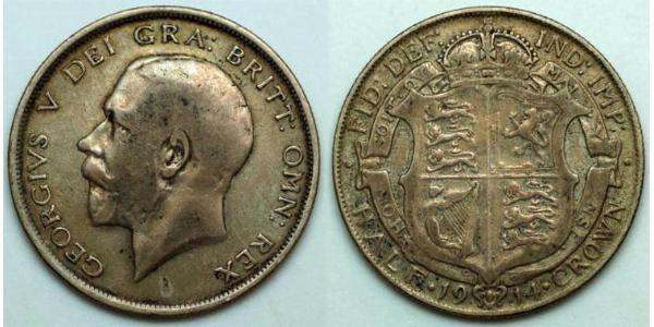 1/2 Crown 大不列颠及爱尔兰联合王国 (1801 - 1922) 銀 乔治五世  (1865-1936)