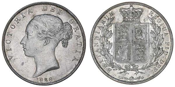 1/2 Crown 大不列颠及爱尔兰联合王国 (1801 - 1922) 銀 维多利亚 (英国君主)