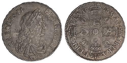 1/2 Crown 英格兰王国 銀 查理二世 (英格兰) (1630 - 1685)