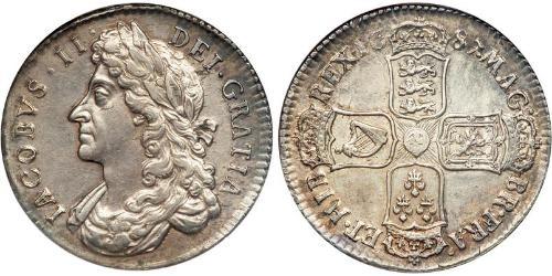 1/2 Crown 英格兰王国 銀 James II (1633-1701)