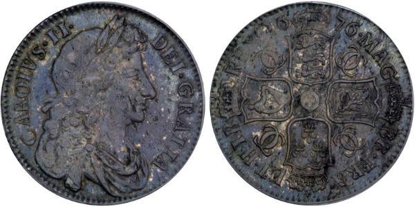 1/2 Crown 英格兰王国 銀 查理二世 (英格兰) (1630 - 1685)