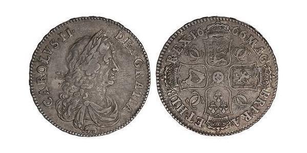 1/2 Crown 英格兰王国 銀 查理二世 (英格兰) (1630 - 1685)