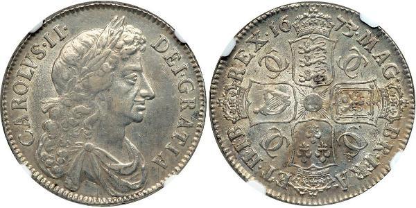 1/2 Crown 英格兰王国 銀 查理二世 (英格兰) (1630 - 1685)