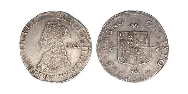 1/2 Crown 英格兰王国 銀 查理二世 (英格兰) (1630 - 1685)