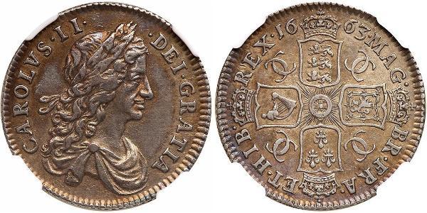 1/2 Crown 英格兰王国 銀 查理二世 (英格兰) (1630 - 1685)
