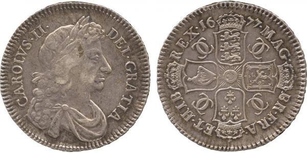 1/2 Crown 英格兰王国 銀 查理二世 (英格兰) (1630 - 1685)