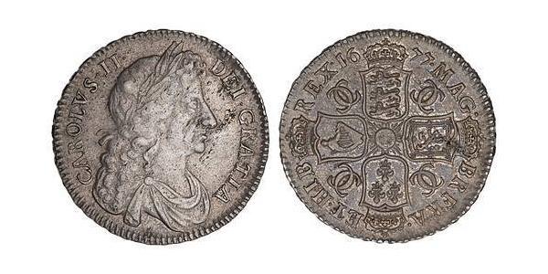 1/2 Crown 英格兰王国 銀 查理二世 (英格兰) (1630 - 1685)