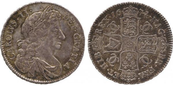 1/2 Crown 英格兰王国 銀 查理二世 (英格兰) (1630 - 1685)